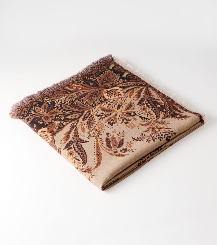 Etro Pegaso Wool Throw In Brown