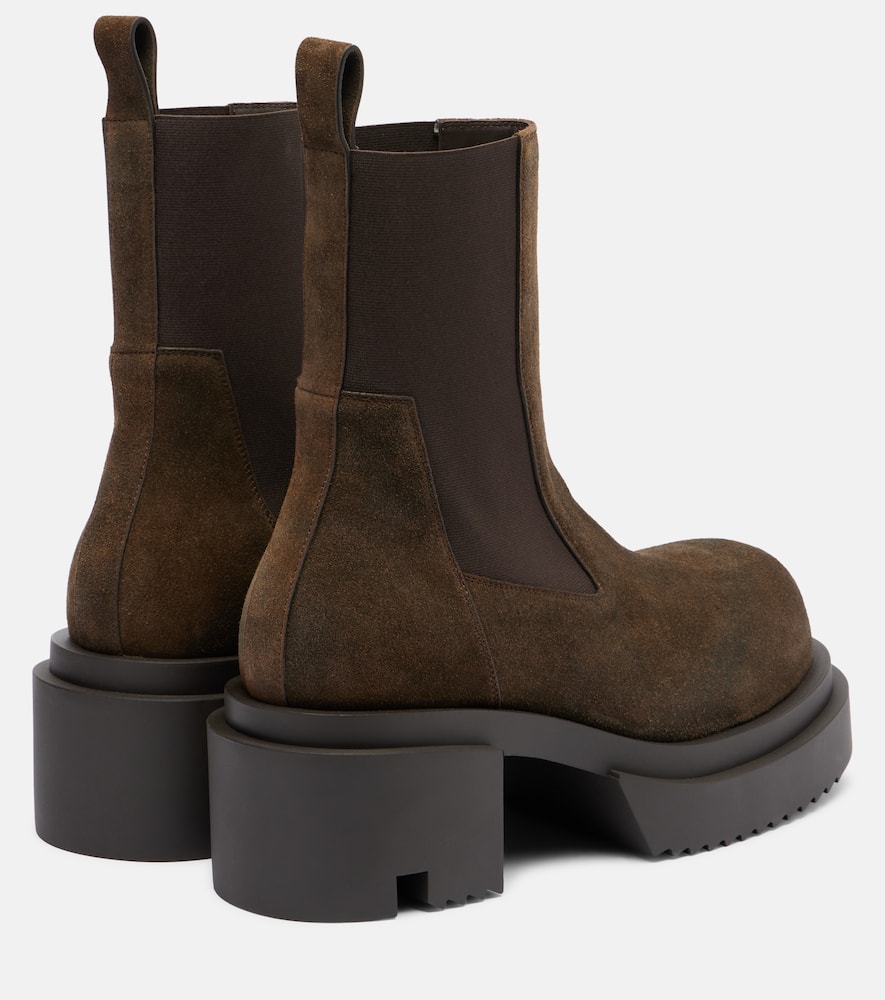 Rick Owens Chunky Sole Ankle Boots With Elastic Panels In Brown