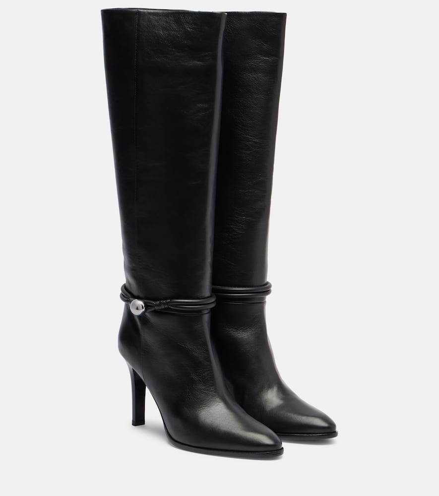 Isabel Marant Ieva Button 90 Leather Knee-high Boots In Black