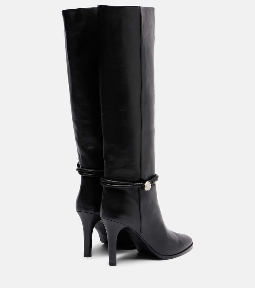 Isabel Marant Ieva Button 90 Leather Knee-high Boots In Black