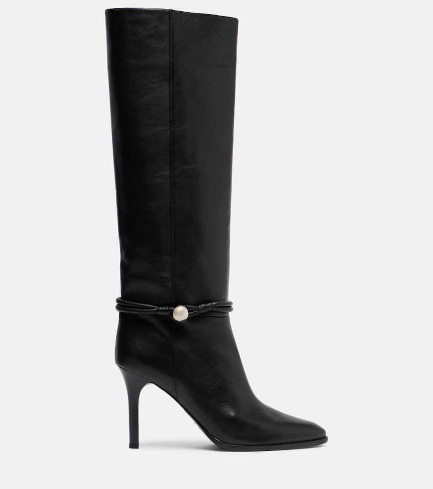 Isabel Marant Ieva Button 90 Leather Knee-high Boots In Black