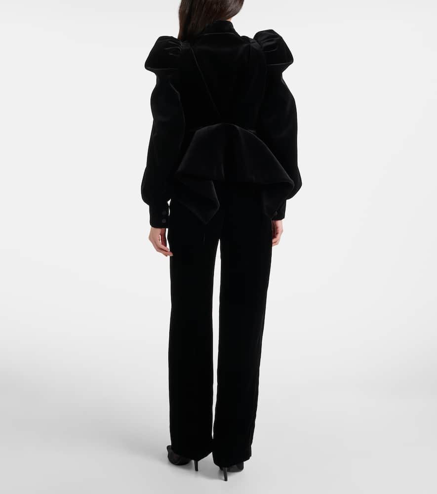 Alexander Mcqueen Low-rise Velvet Wide-leg Pants In Black