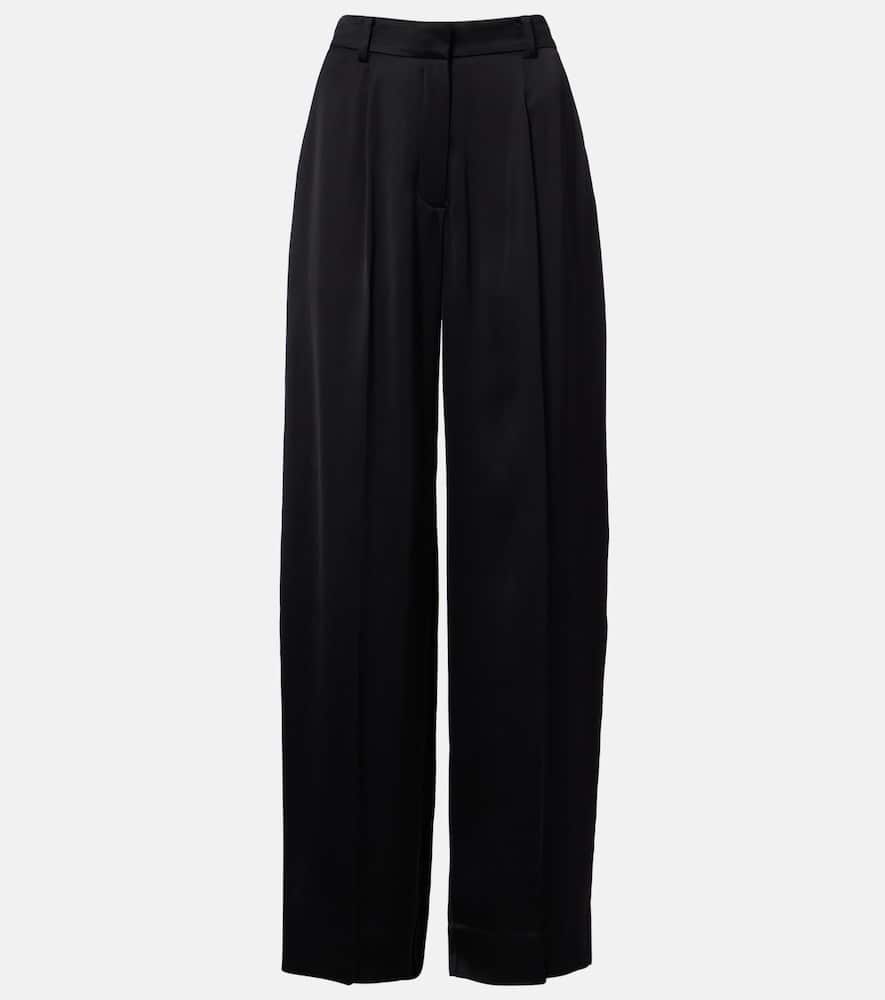 Totême Satin Wide-leg Trousers In Black