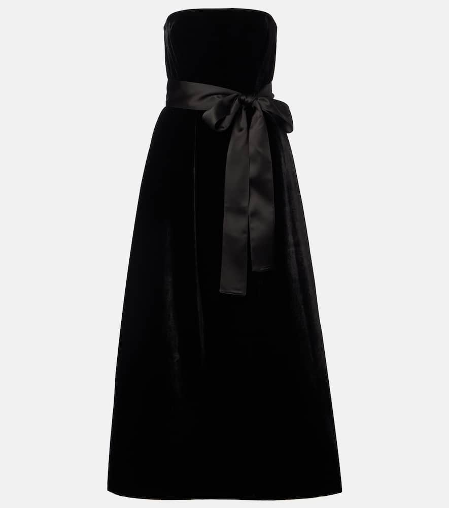 Elie Saab Belted Velvet Gown In Black