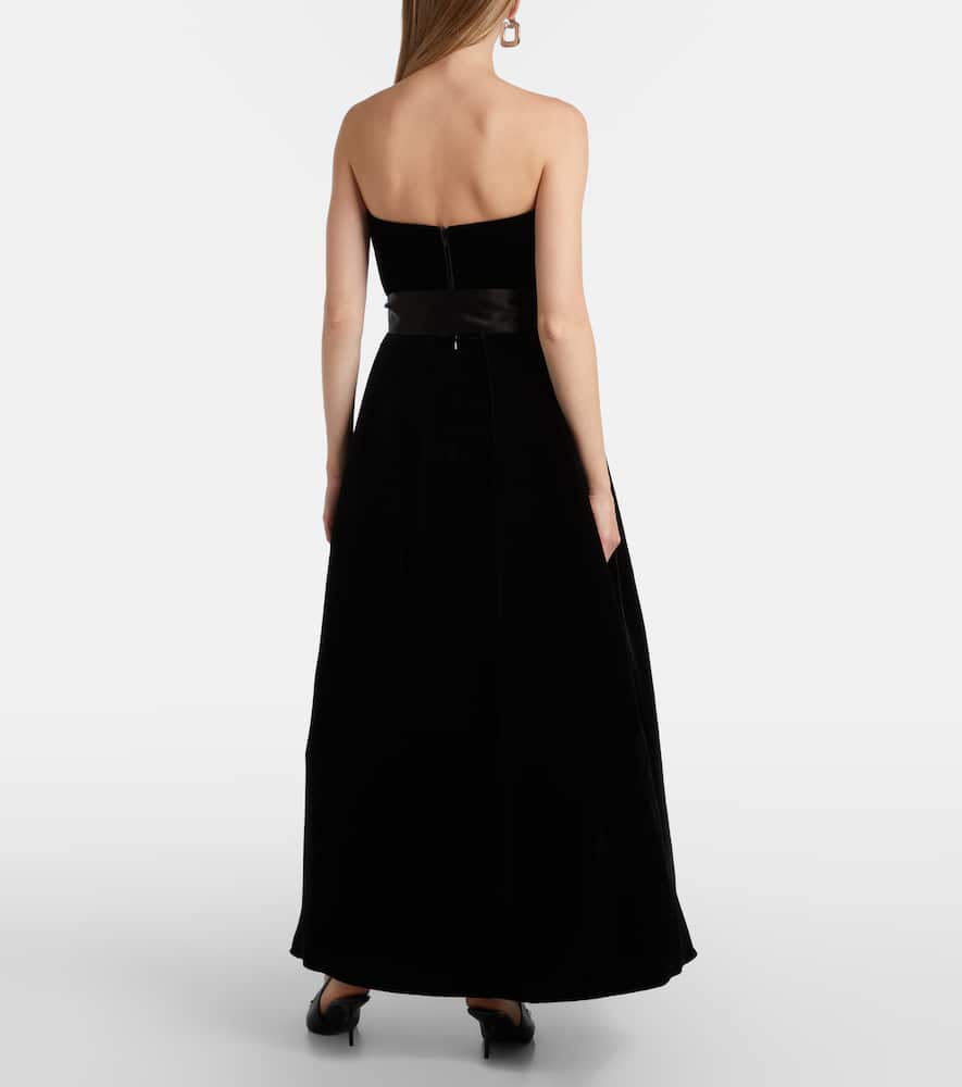 Elie Saab Belted Velvet Gown In Black