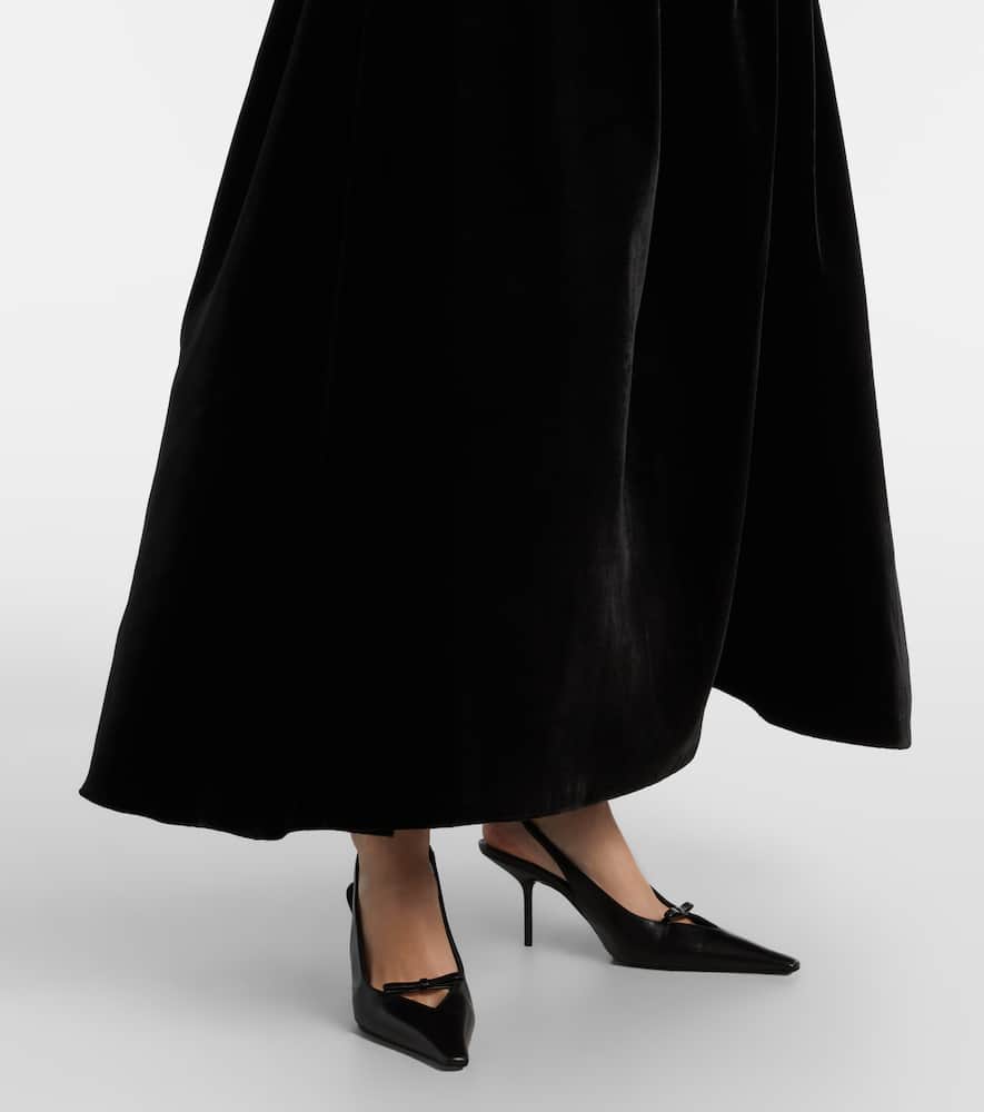 Elie Saab Belted Velvet Gown In Black