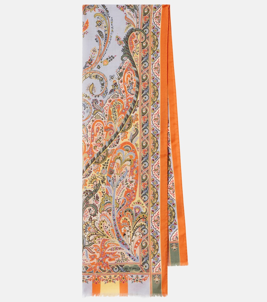 ETRO Etro Floral wool and silk scarf　Etro フローラル ウールとシルクのスカーフ