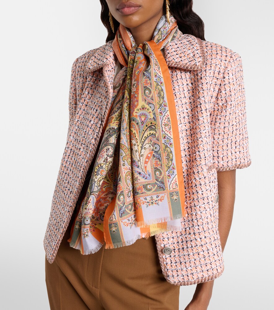 Etro Floral wool and silk scarf