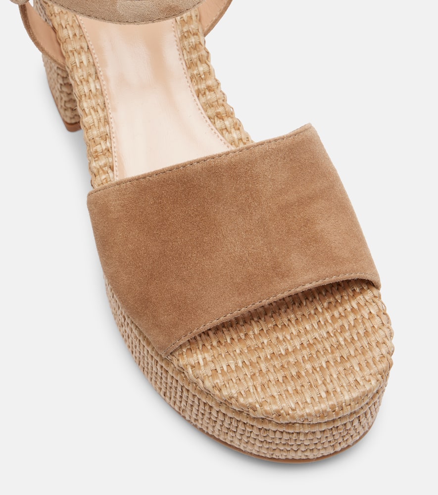 Gianvito Rossi Carol Suede Espadrille Wedges In Sand