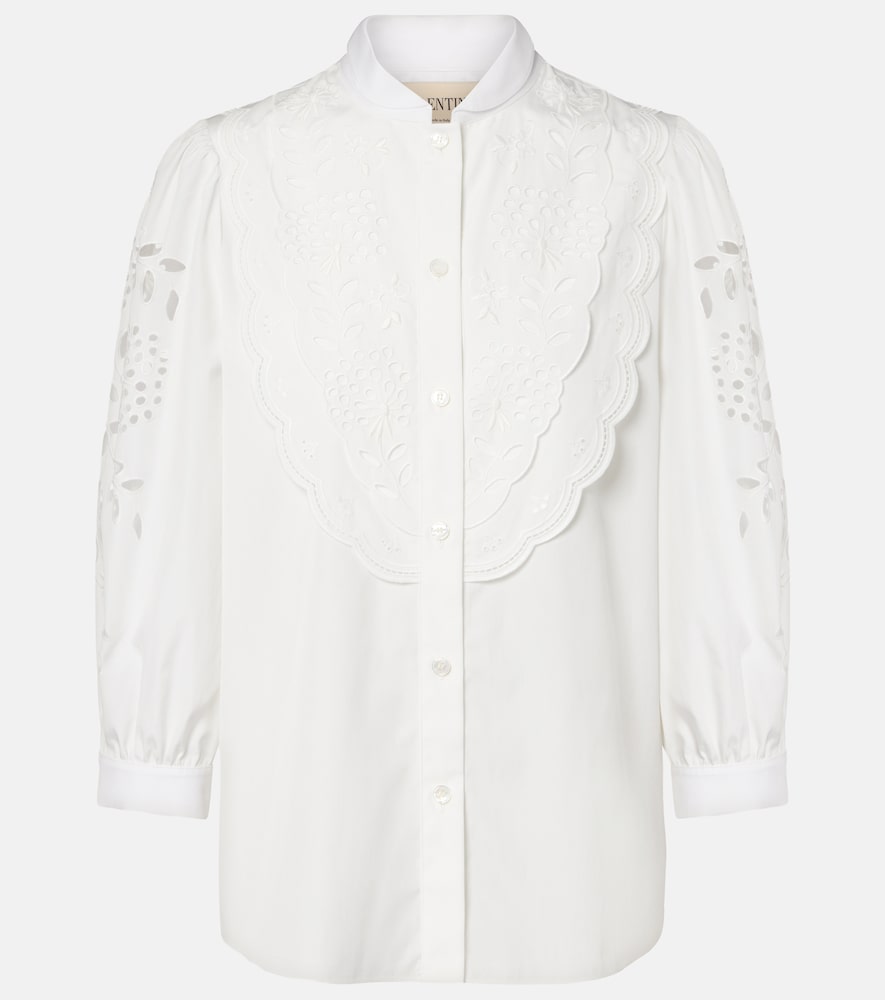 Valentino Embroidered cotton poplin blouse