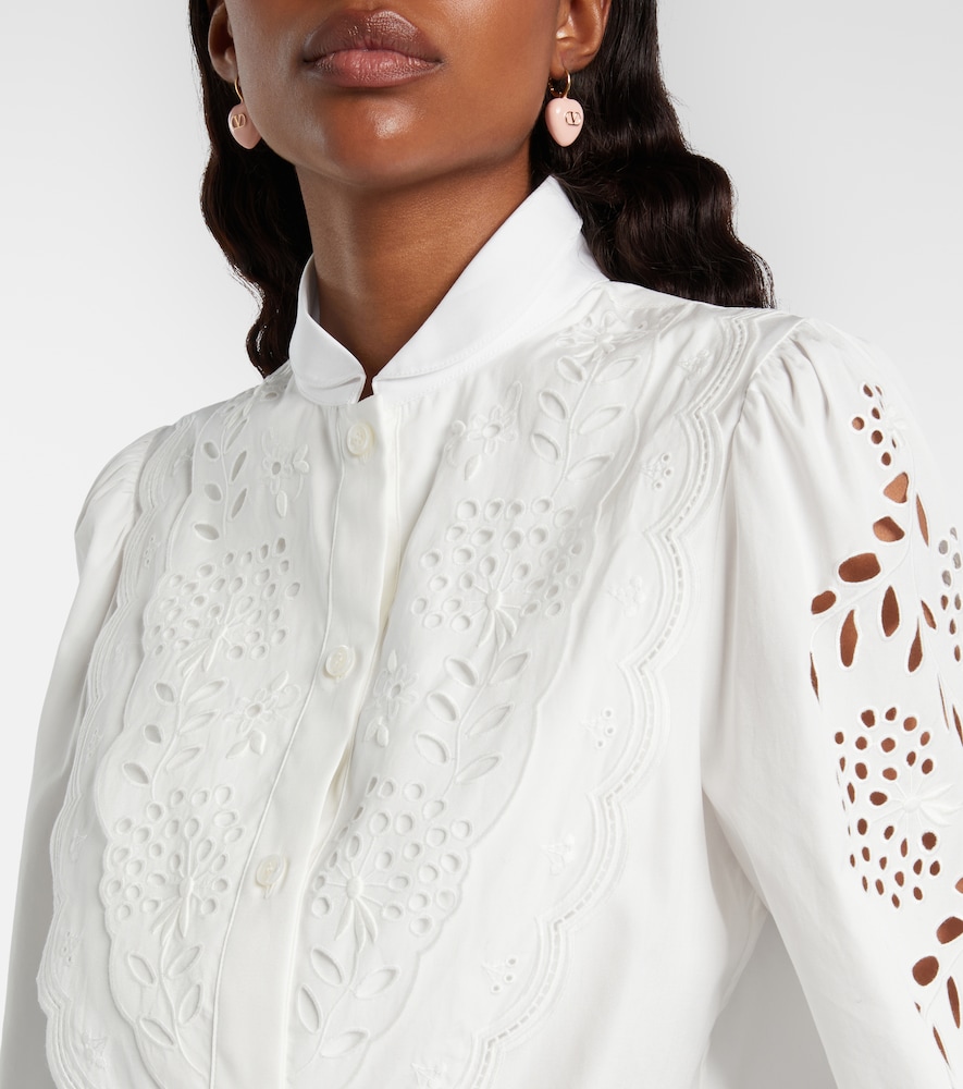  Valentino Valentino Embroidered Cotton Poplin Blouse 
