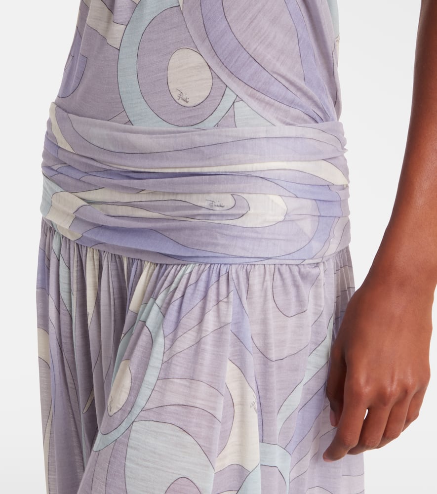Pucci Iride Gathered Wool-blend Gown In Purple