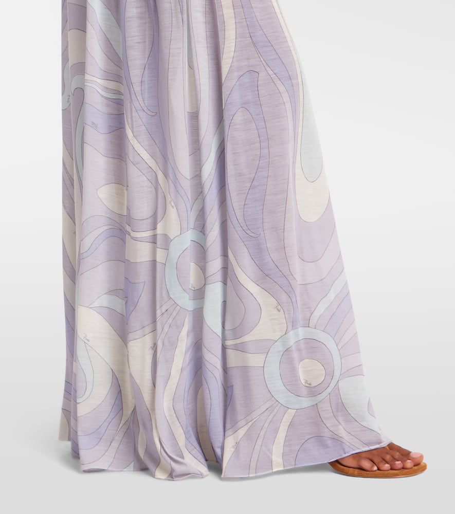 Pucci Iride Gathered Wool-blend Gown In Purple