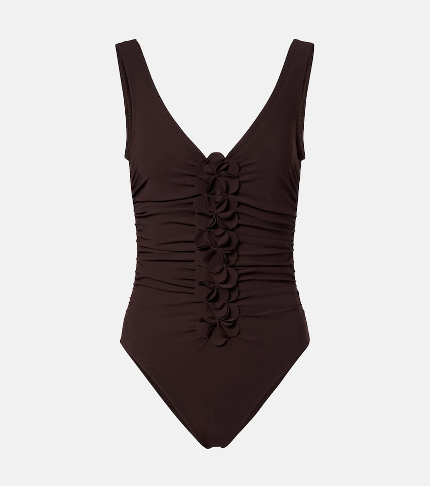 Karla Colletto Tess V Neck Silent Underwire Tank One Piece Chocolate In Brown