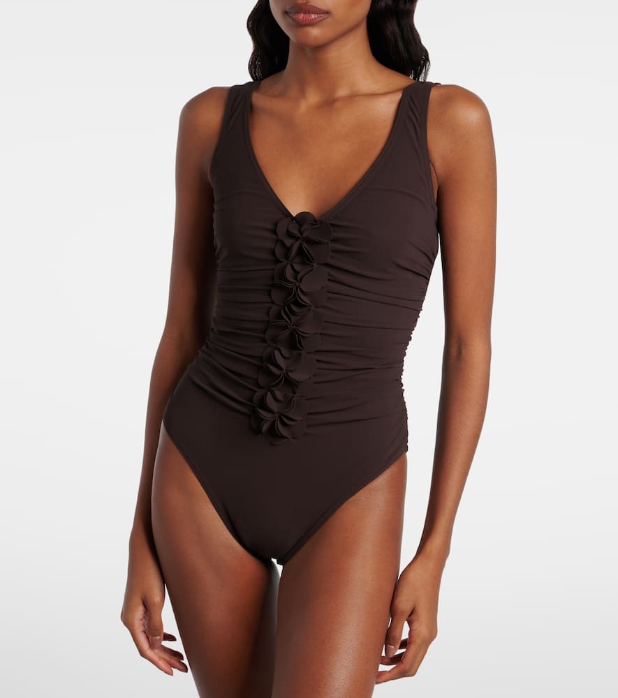 Karla Colletto Tess V Neck Silent Underwire Tank One Piece Chocolate In Brown
