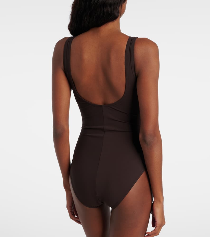 Karla Colletto Tess V Neck Silent Underwire Tank One Piece Chocolate In Brown