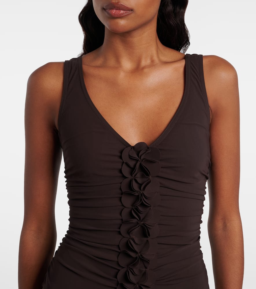 Karla Colletto Tess V Neck Silent Underwire Tank One Piece Chocolate In Brown