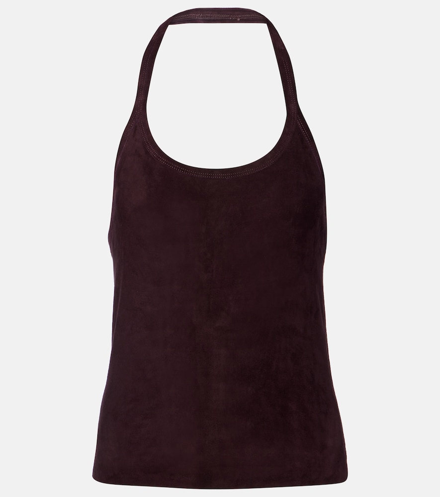 Stouls Cherry halterneck suede top