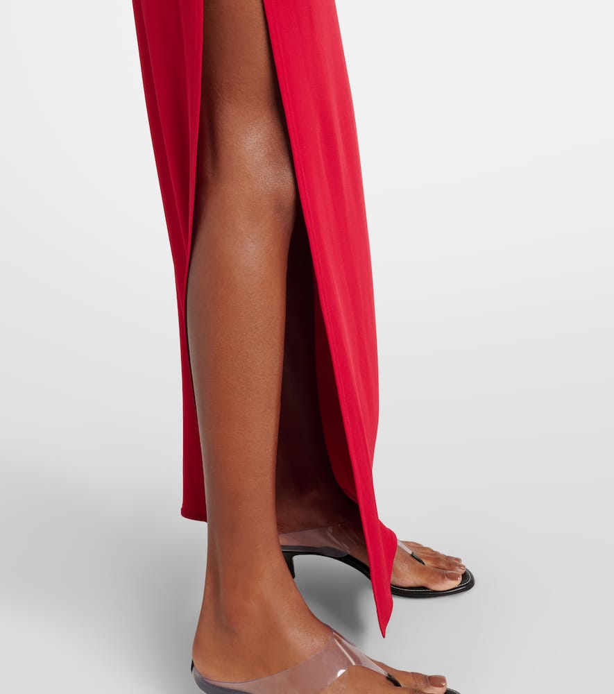 Magda Butrym Floral-appliqué Draped Gown In Red