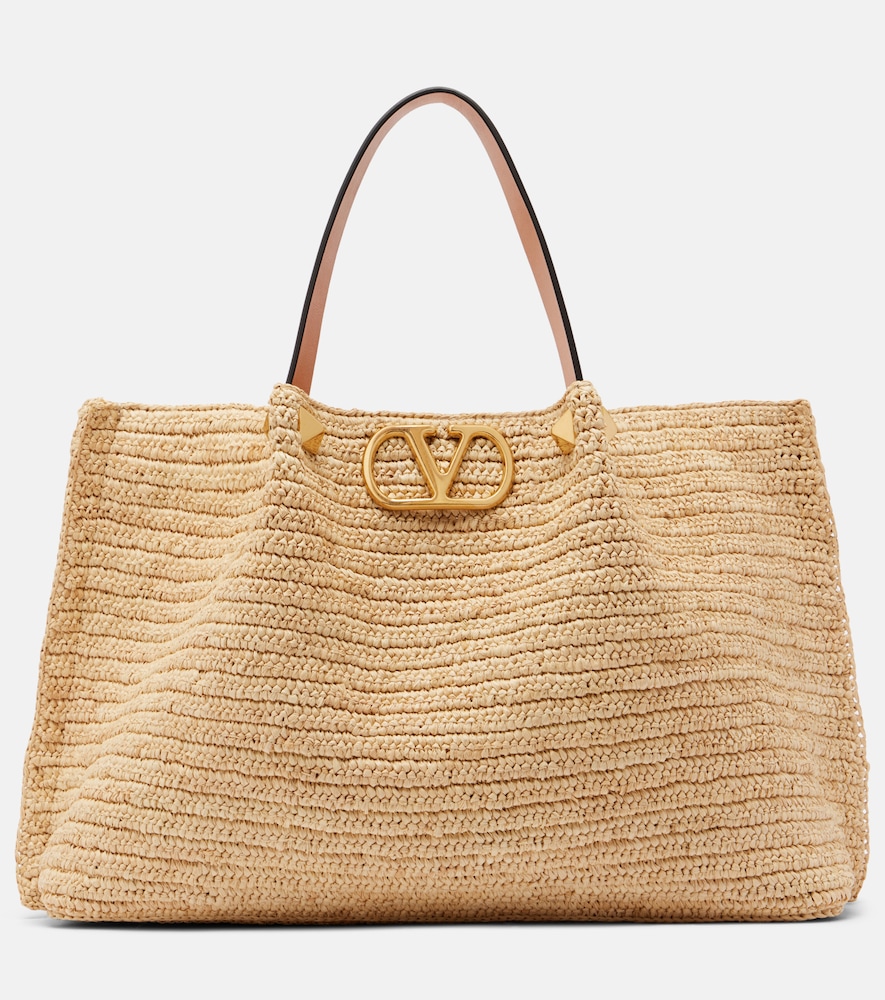 Garavani Vlogo Medium Raffia Tote Bag