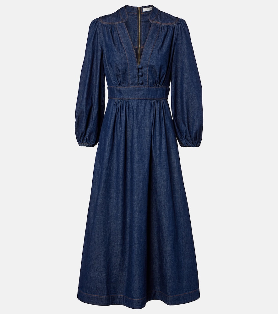 Zimmermann Awaken Denim Midi Dress In Blue