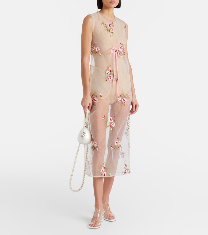  Simone Rocha Simone Rocha Embroidered Sheer Organza Midi Dress 