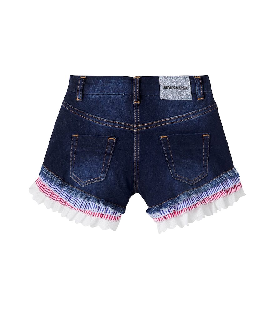  Monnalisa Monnalisa Embellished Fringed Denim Shorts 