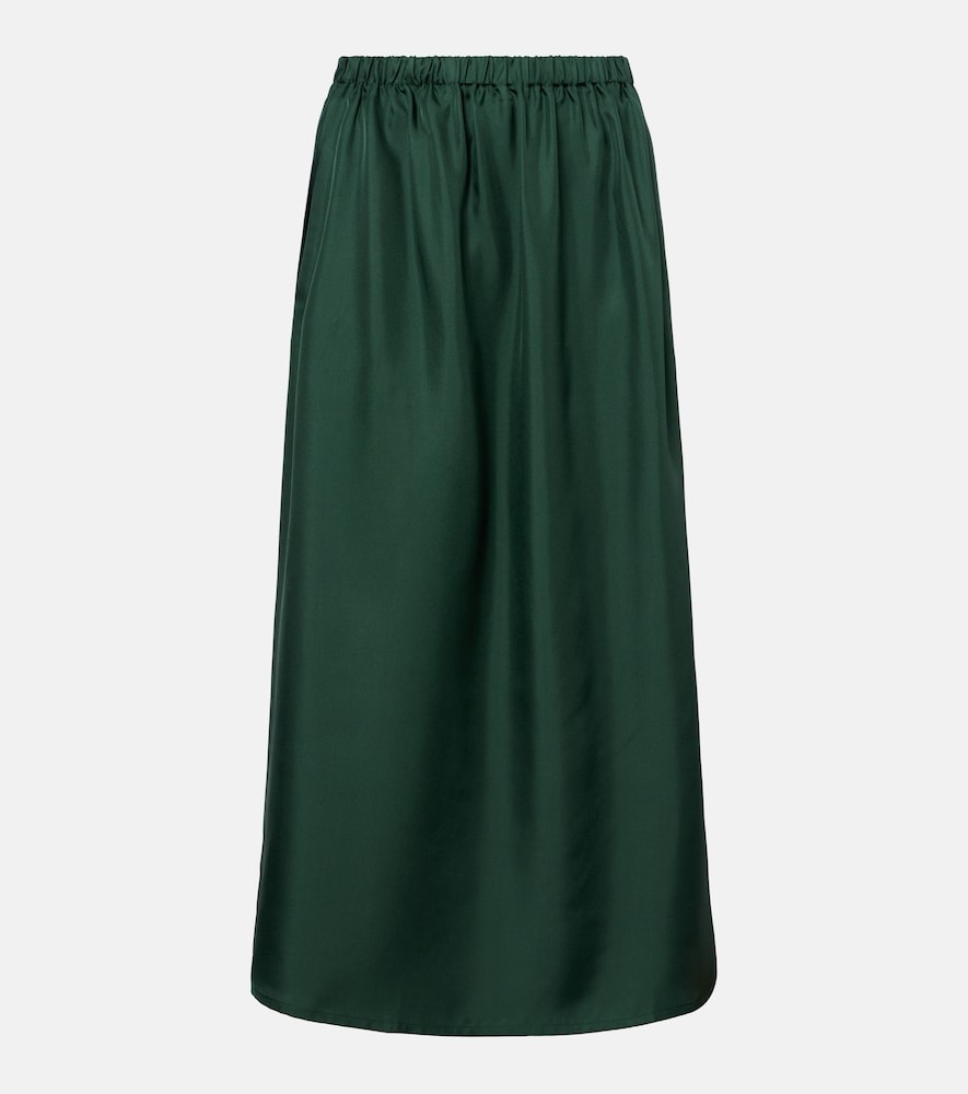 Asceno Roma Silk Twill Maxi Skirt