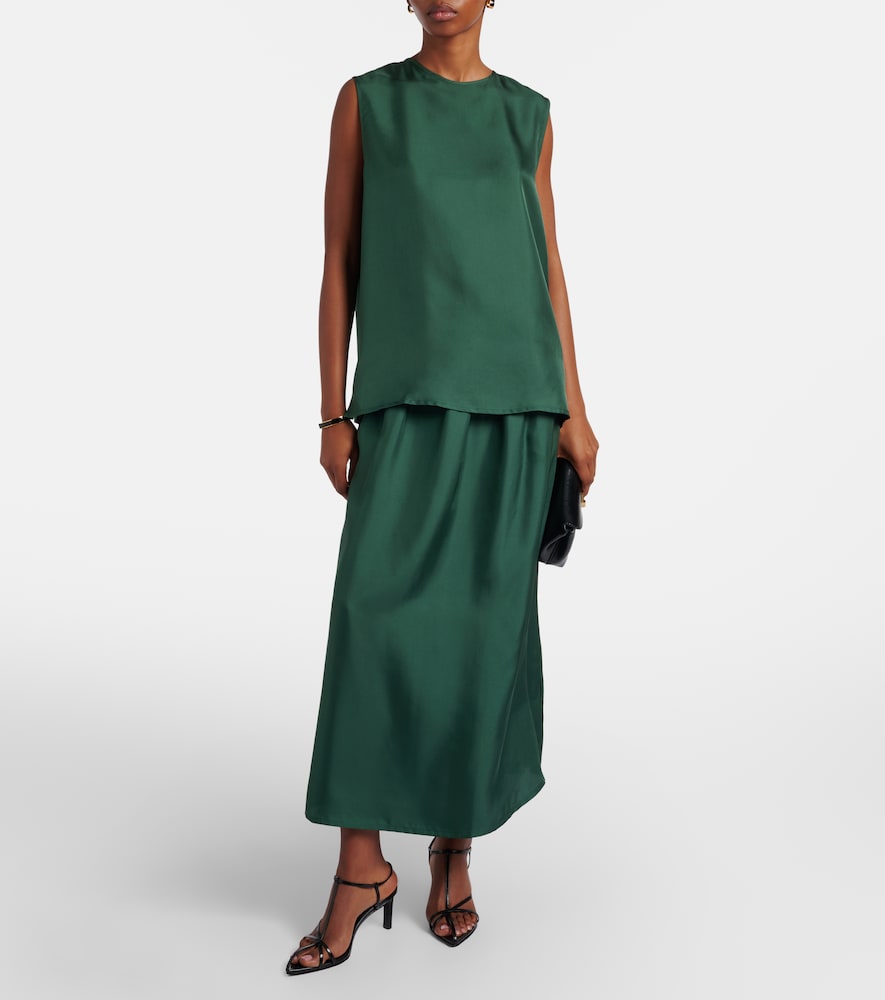 Asceno Roma silk twill maxi skirt
