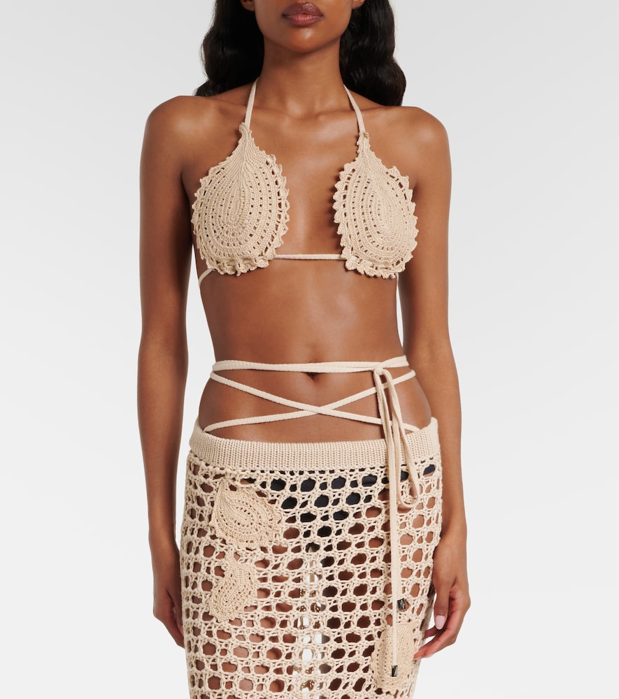 The Attico Crochet cotton bikini top