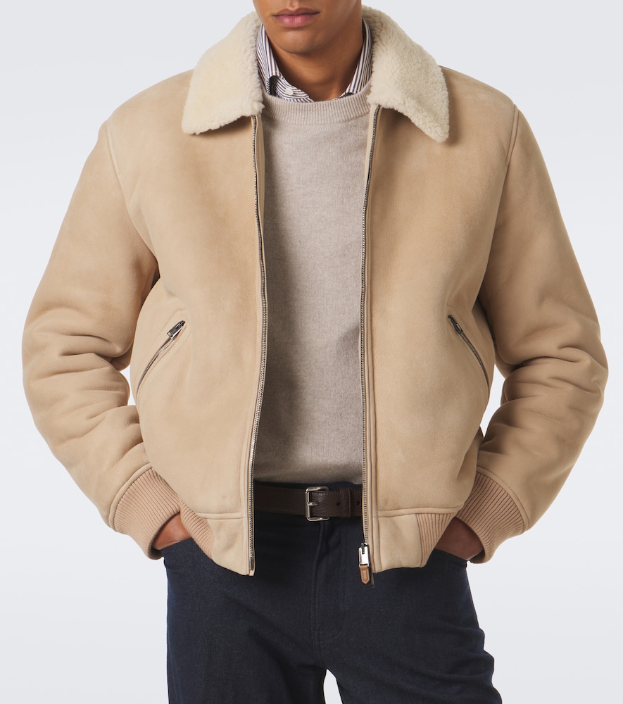 Shearling-Trimmed Suede Blouson Jacket