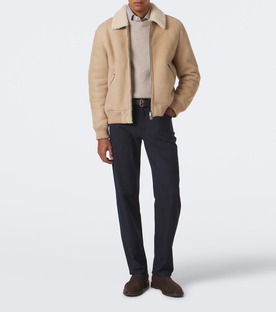 Shearling-Trimmed Suede Blouson Jacket