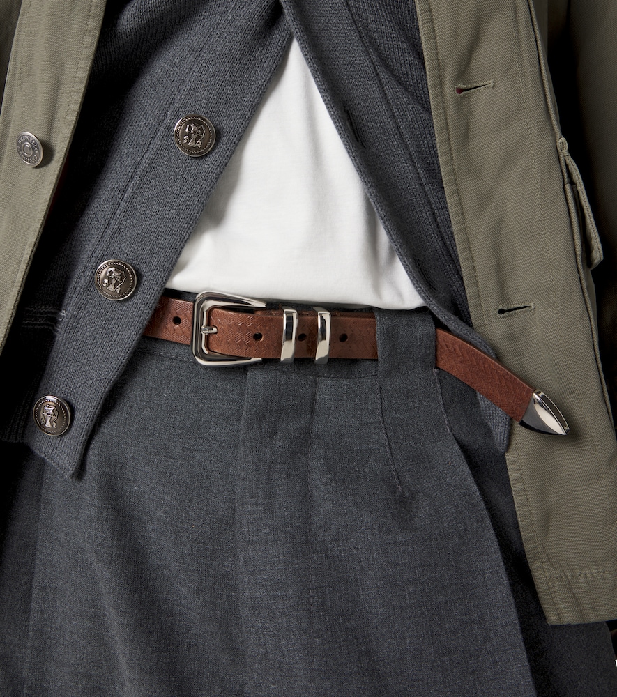  Brunello Cucinelli Brunello Cucinelli Ceinture En Cuir Embossé 
