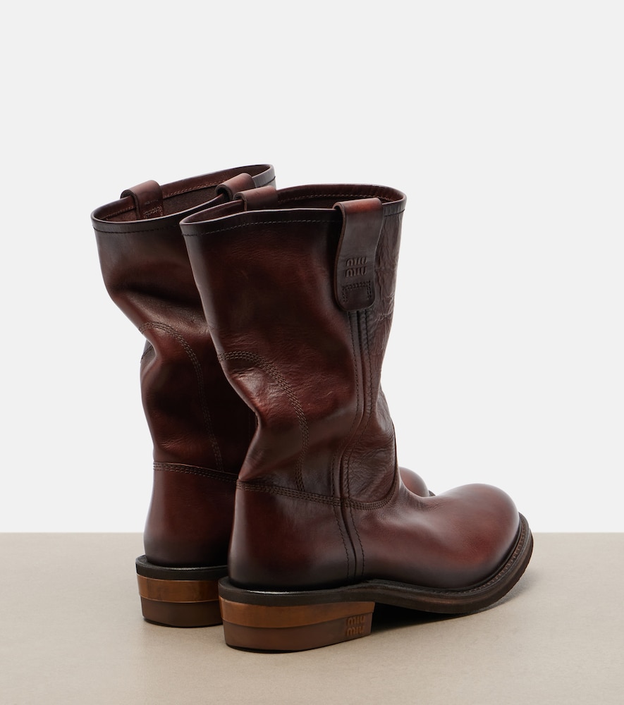  Miu Miu Miu Miu Foule Leather Ankle Boots 