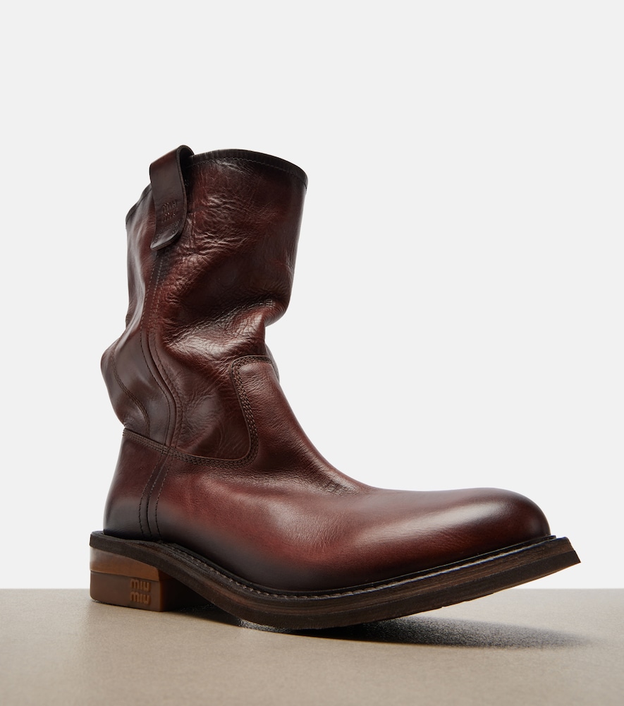  Miu Miu Miu Miu Foule Leather Ankle Boots 