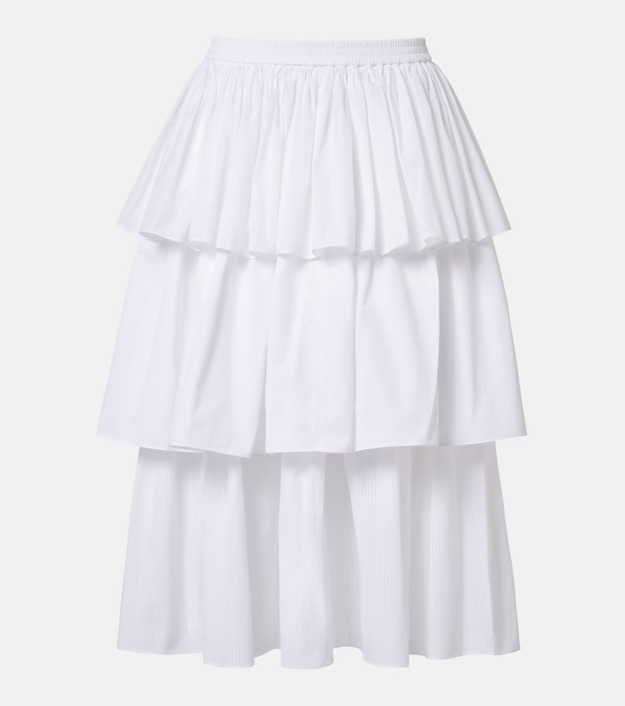 Alaïa Ruffled Tiered Cotton Midi Skirt