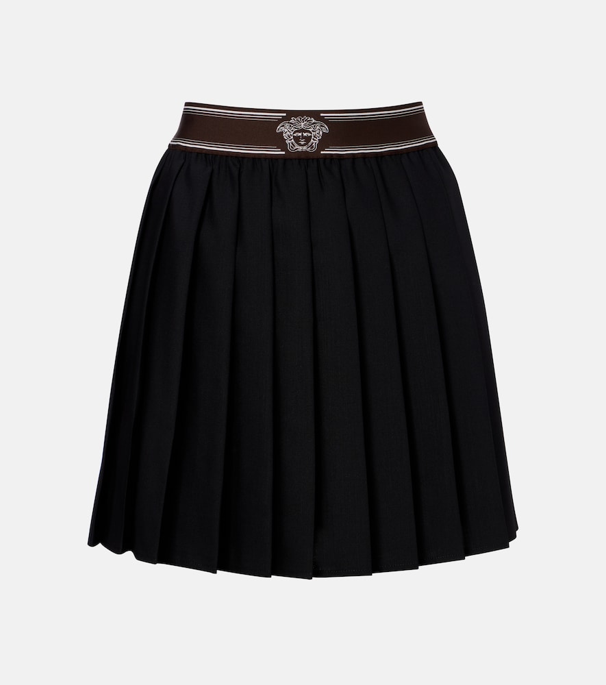 Versace Women's Black Pleated Wool And Mohair Miniskirt UK Size 18 - Mytheresa