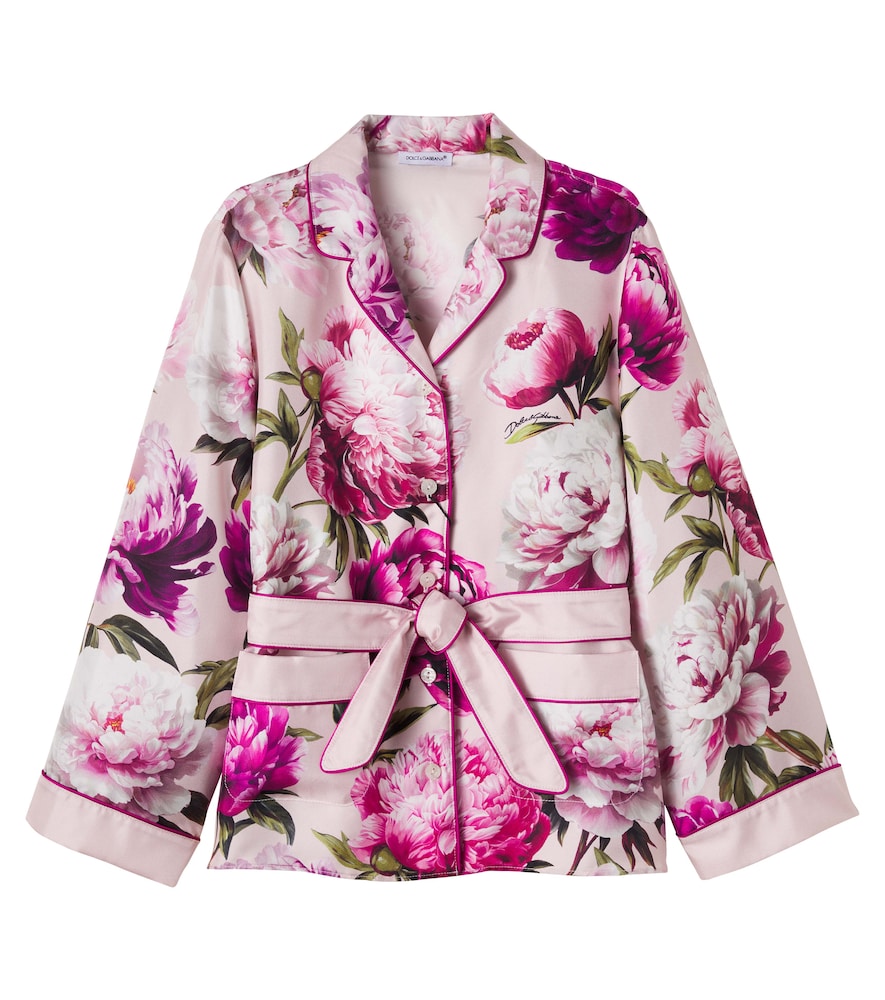 Camicia in twill di seta con stampa floreale
