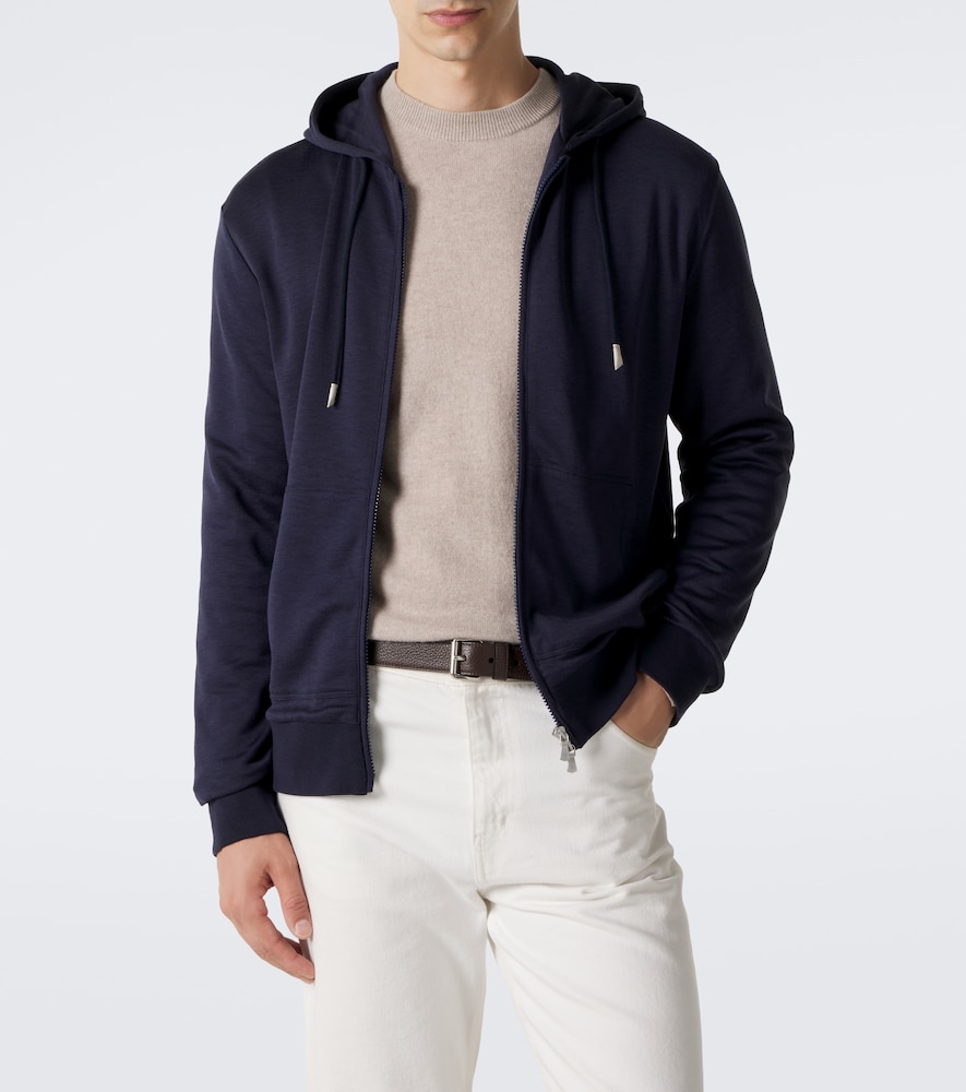 Silk And Cotton-Blend Zip-Up Hoodie