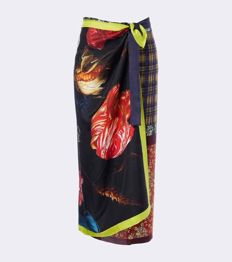 Dries Van Noten Jupe portefeuille en soie imprim 575$