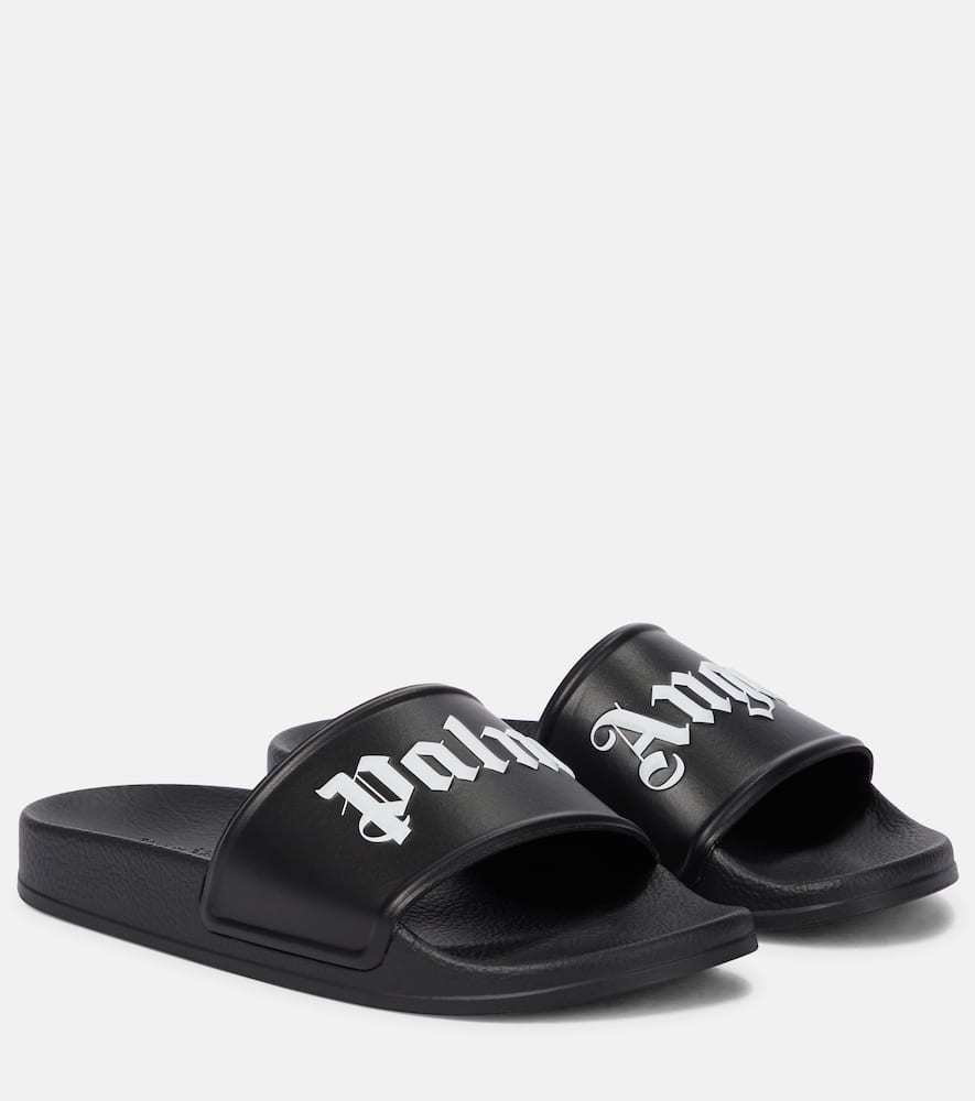 Palm Angels Logo Slides In Black