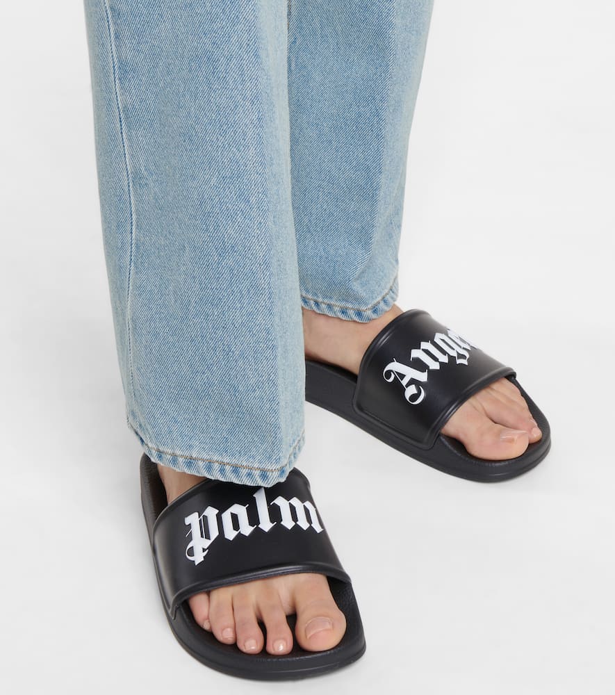 Shop Palm Angels Logo Slides In Black