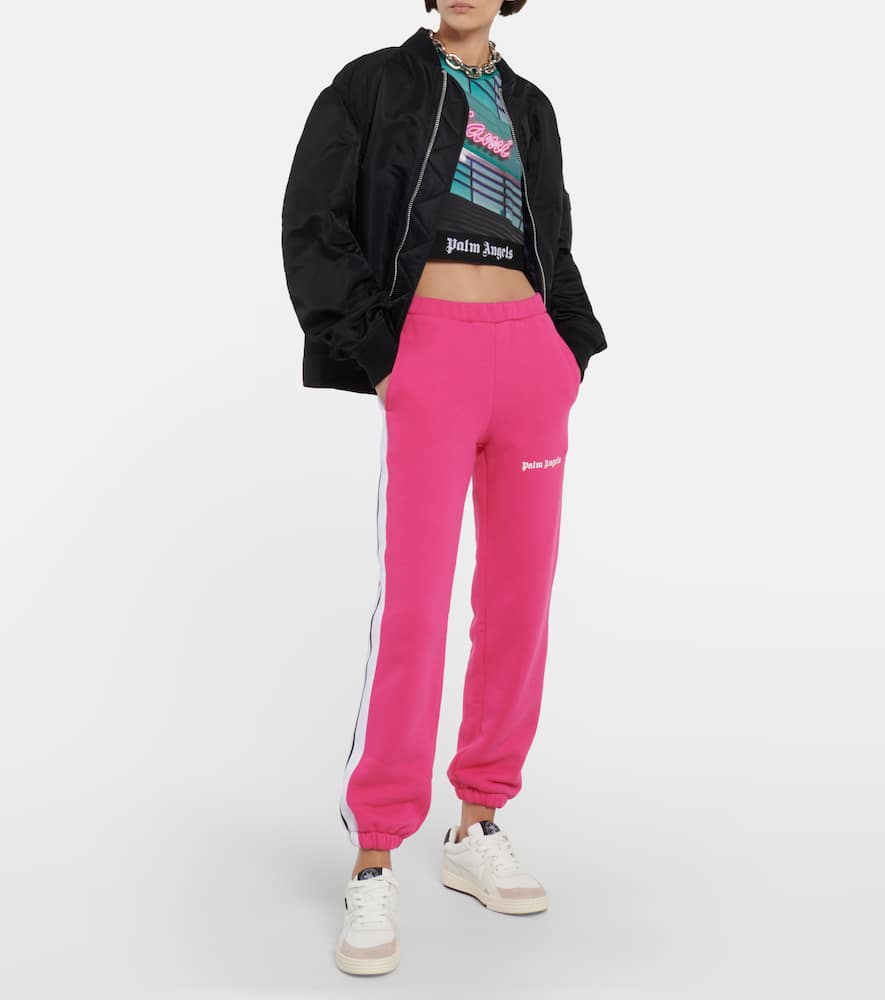 Palm Angels Getty Miami Cropped Printed Cotton-jersey T-shirt In Multi