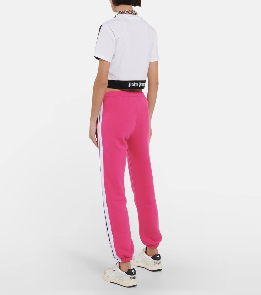 Palm Angels Getty Miami Cropped Printed Cotton-jersey T-shirt In Multi