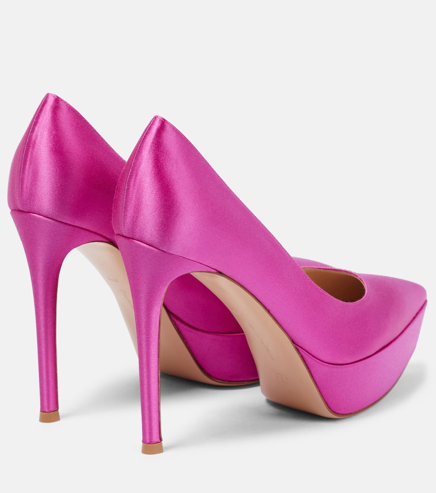 Shop Gianvito Rossi Dasha Satin Platform Pumps In Bloom