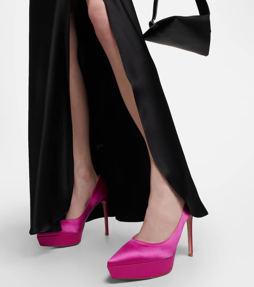 Shop Gianvito Rossi Dasha Satin Platform Pumps In Bloom