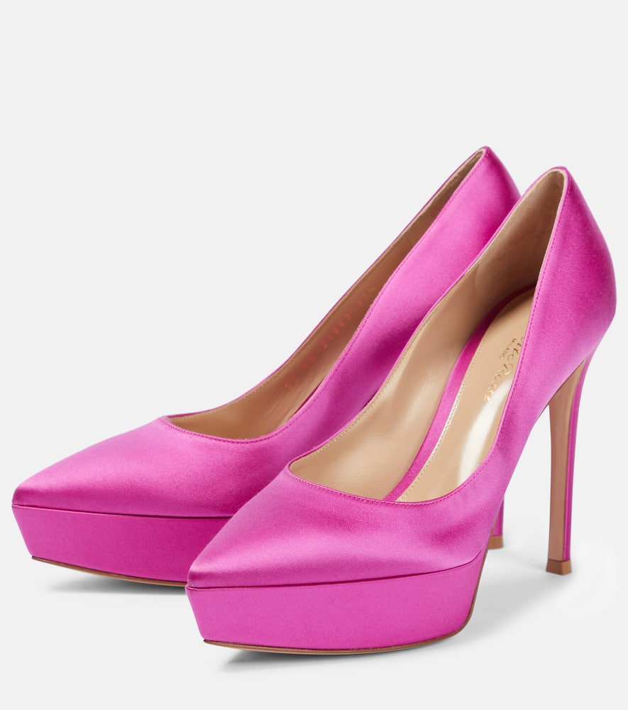 Shop Gianvito Rossi Dasha Satin Platform Pumps In Bloom