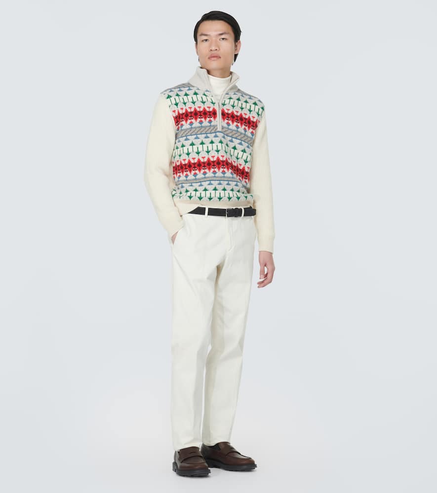 Shop Loro Piana Noel Fair Isle Cashmere Half-zip Sweater In Multicoloured