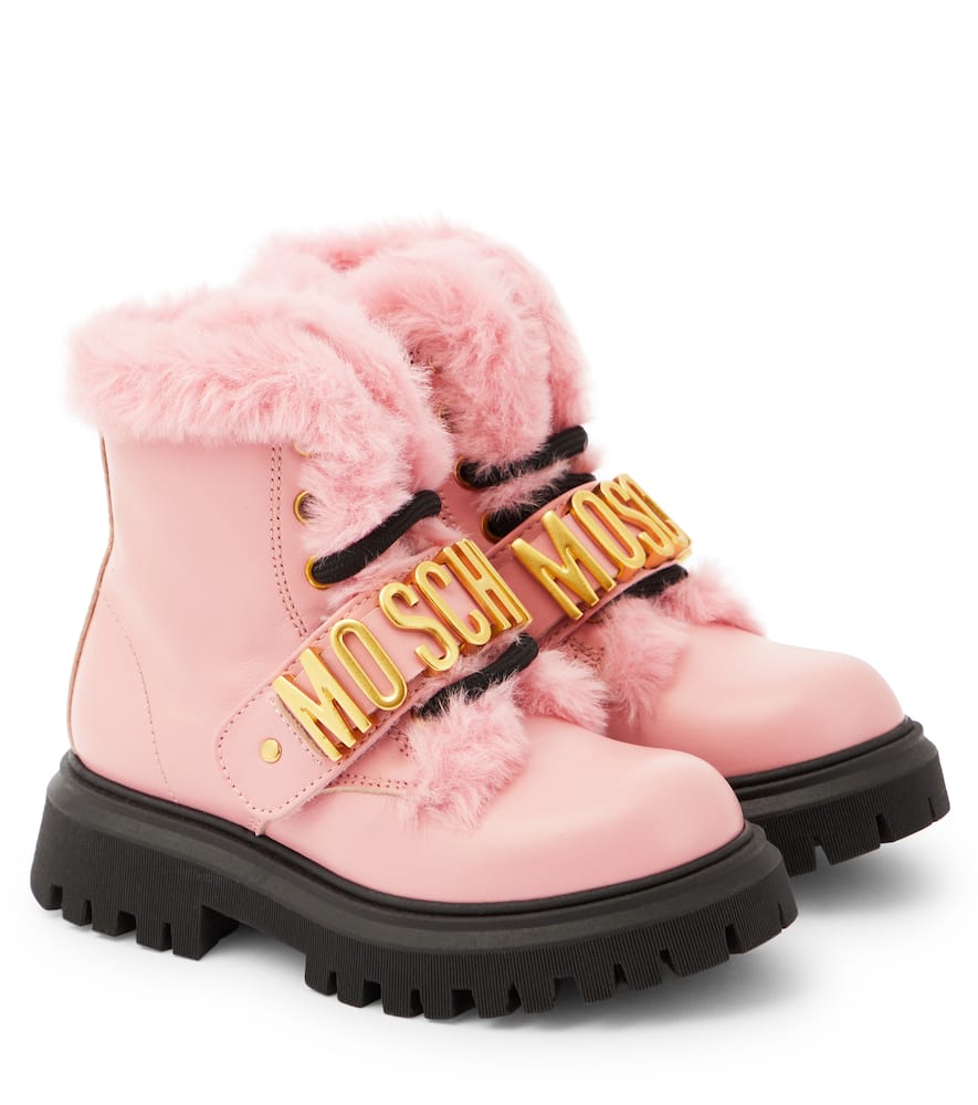 Moschino Kids Logo leather boots