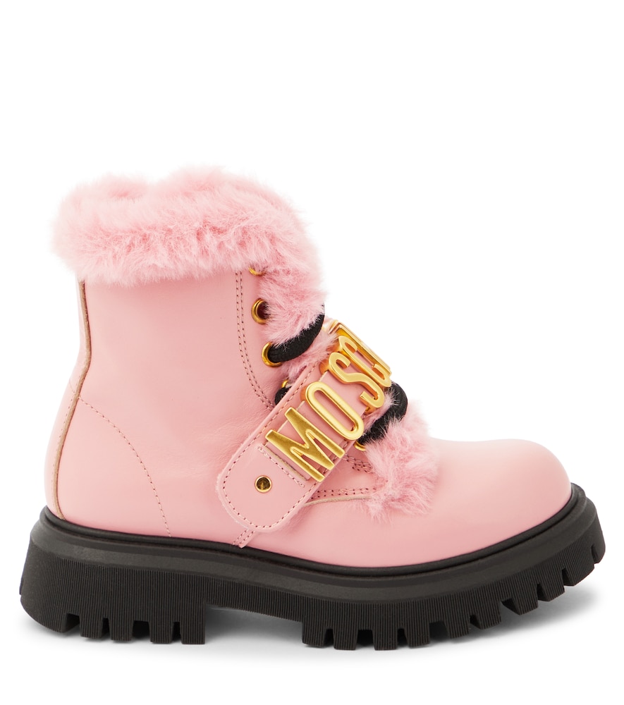  Moschino Kids Moschino Kids Logo Leather Boots 